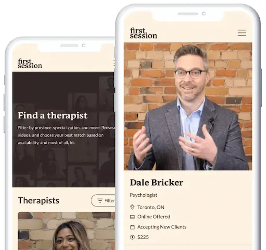 Illustration of two people in a therapy conversation